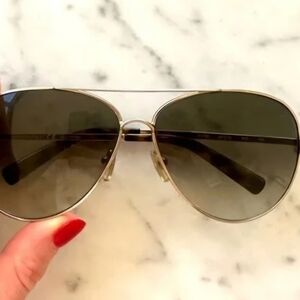 Valentino Gold Aviator Sunglasses with Gradient Lenses